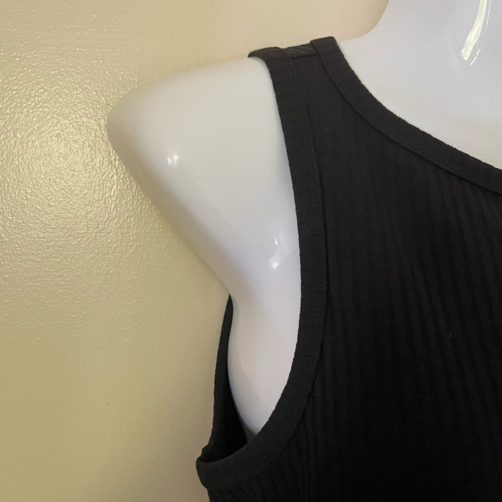Sz XS Reitman’s Sleeveless Ribbed Midi Dress black with side slits crew neck - Picture 9 of 12